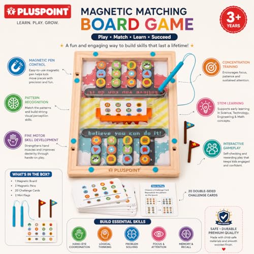 Image of PLUSPOINT Battle Slide Puzzle Game - Magnetic Maze Board Game for Kids, Fine Motor Skill Sorting & Matching Montessori Learning Toy for Boys & Girls