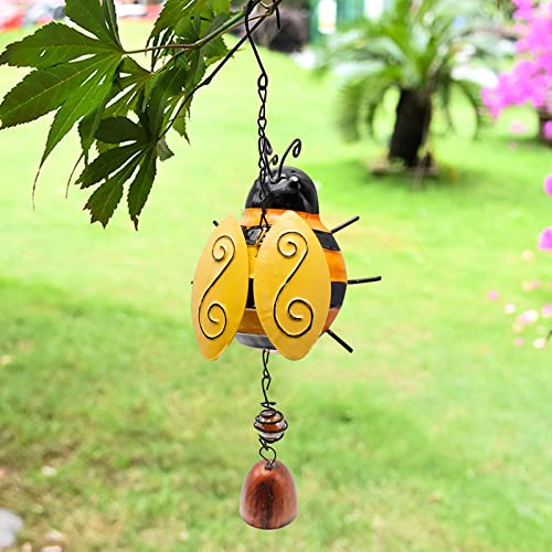 2Pcs Metal Ladybug Wind Chime And Bees Wind Bell, Small Hanging Rustic Home Ornament For Indoor Outdoor Garden Yard Patio Hanging Decor #TOP2