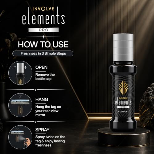 Image of Involve Elements Pro Star Dust Car Perfume Spray with Microfiber Cloth - Multicolor | Premium Luxury Car Air Freshener | 200+ Sprays | Long-Lasting Car Fragrance | Car Interior Accessories 2026