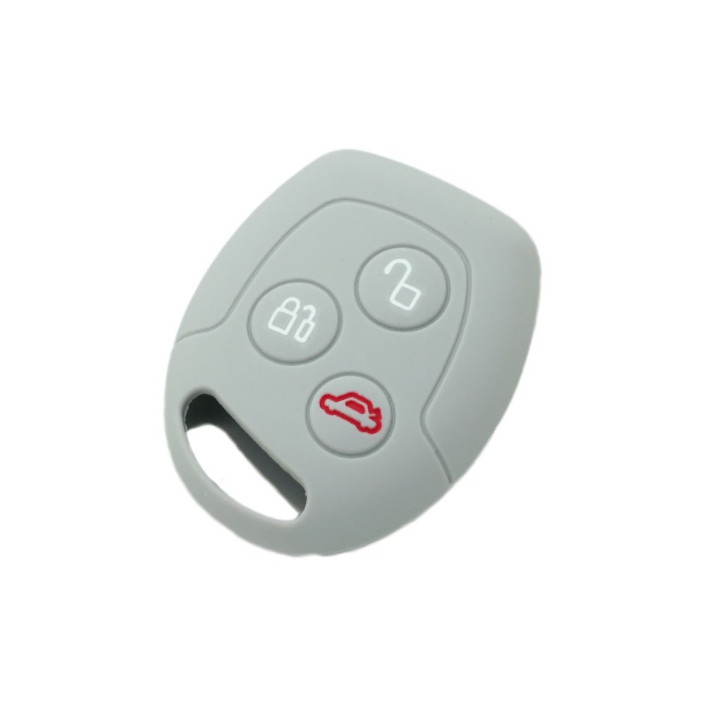 Silicone Cover Protector Case Holder Skin Jacket Compatible with FORD 3 Button Remote Key Fob CV9702 Grey