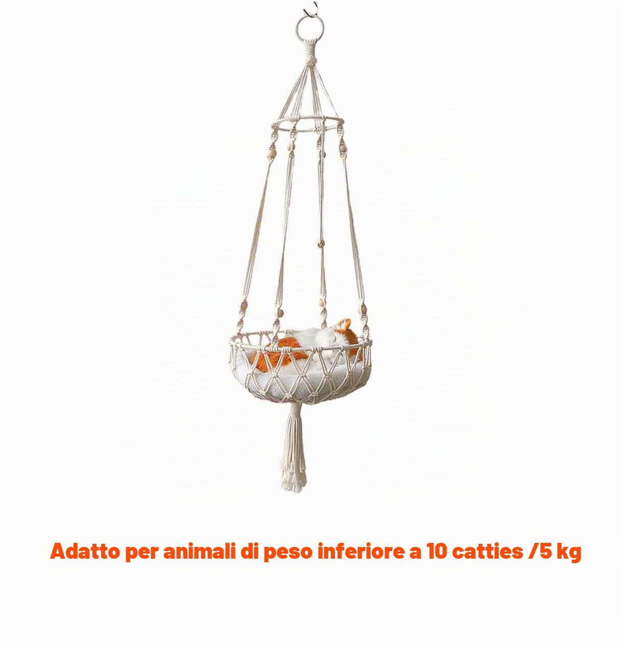 Nappa Macrame Amaca per gatto Appesa a Cesto Intrecciato a Mano Letto a Dondolo per gatto Finestra Interna