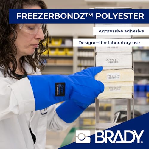 Image of Brady FreezerBondz Polyester Pre-Sized Labels for Label Printer BMP51 /BMP53 /M511-180 Self Adhesive Printer Labels - Black on White (44,45 mm (W) x 25,40 mm (H)) - M5-125-490