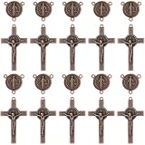 COMPLETE SET: Package includes 15 sets of Saint Benedict medals and crucifixes, perfect for rosary making and religious crafts MEDAL DIMENSIONS: Saint Benedict medal measures 2.1 cm (0.81 inches) in diameter with three attachment points for versatile...