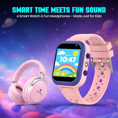 Image of PunnkFunnk Kids Watch + Headphone Combo, GPS, SOS, Camera, Touch Display, Wireless Headphones with Bluetooth 5.3, HD Sound, Built-in Mic, Comfortable Over-Ear Design