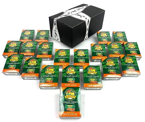 Reed’s Original Ginger Candy Chews, 2 oz Packets in a BlackTie Box (Pack of 20)