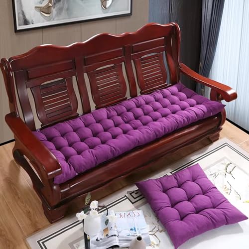 DUOLEH Cojín para banco de tumbona con lazos de 8 cm de grosor, cómodo cojín para banco de zapatos, cojín largo antideslizante para asiento de silla, lavable, tapete para silla de patio, porche