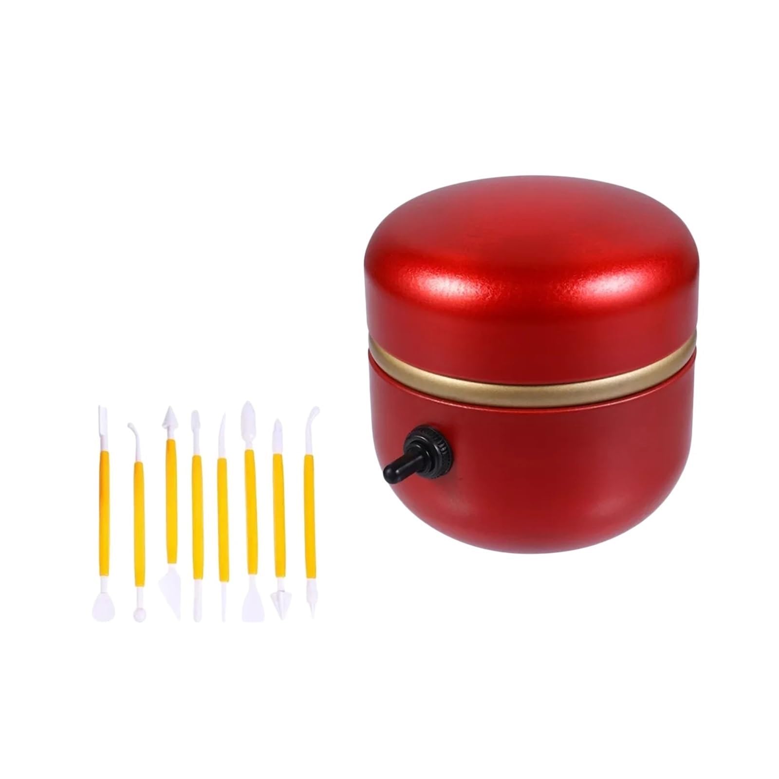 Elektrische Mini-Töpferscheibe for Erwachsene Und Kinder, Inklusive Ablage, Einstellbarer Geschwindigkeit, Abdrehwerkzeugen Zubehör Stabil Mit Einstellbarer Drehzahl(Red)