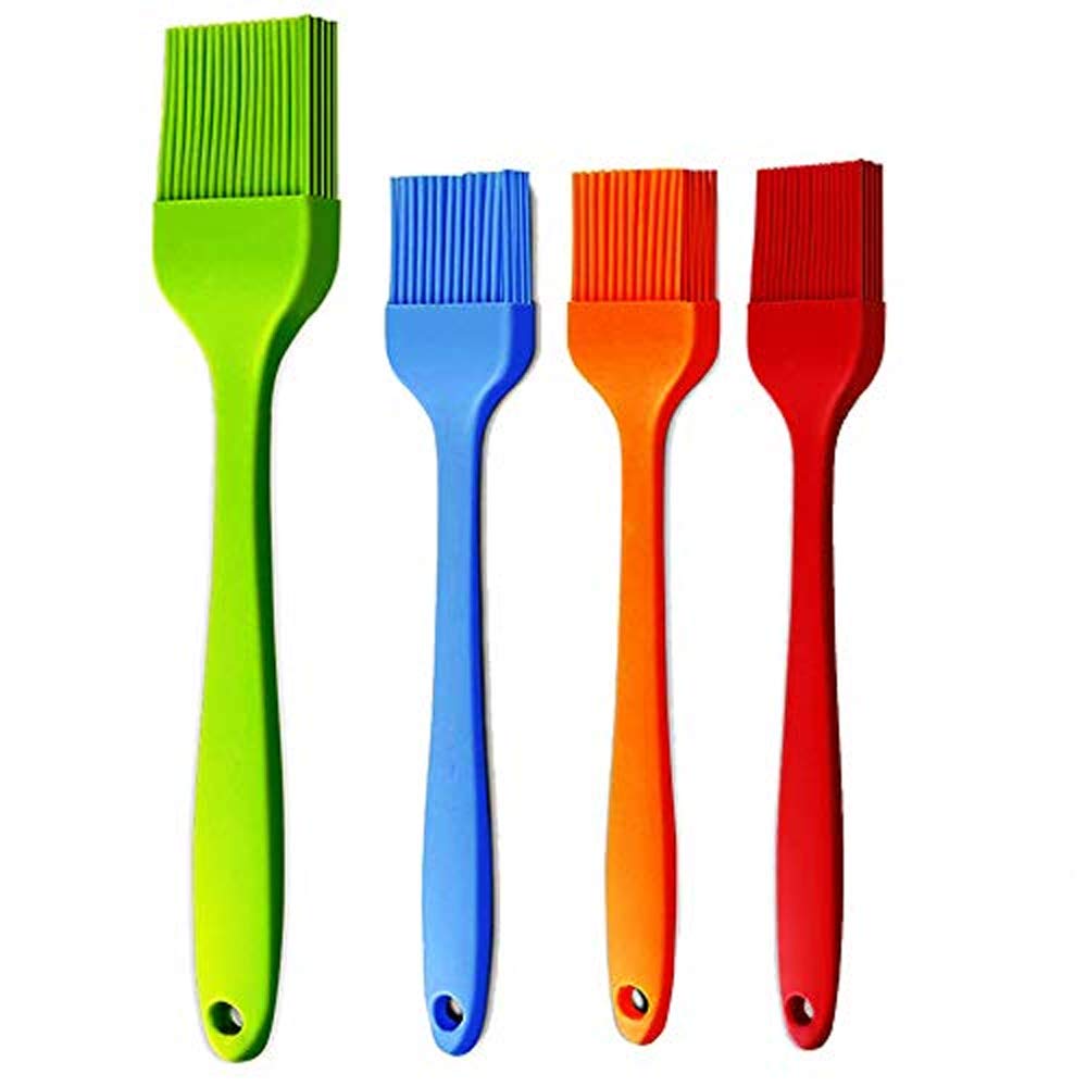 Cepillo de silicona para repostería, cepillo para barbacoa, salsa, marinada, carne, acristalamiento, aceite, resistente al calor, cocina, pastas, pasteles, apto para lavavajillas, 4 unidades