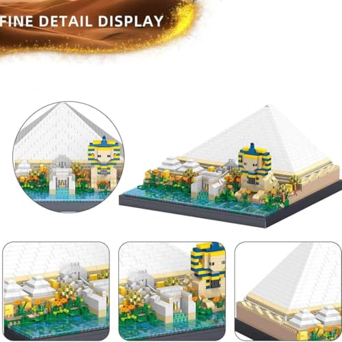 Image of Kawaii Kart Architectural Wonders Great Pyramids of Giza Monument Building Blocks 1600+ Pieces Mini Bricks Set, Architecture Educational Construction Learning Brick STEM DIY Collectible Toy