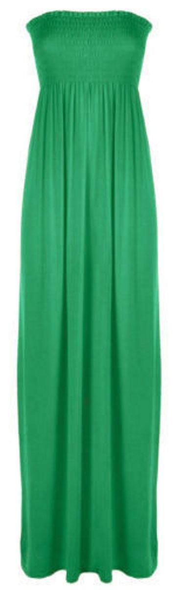 21Fashion Womens Sheering Maxi Dress Ladies Bandeau Boobtube Long Dress Plus Size Jade Green