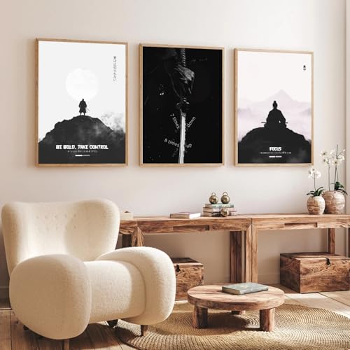 Image of Gamya Framed Japan Samurai Theme Motivational Quote Posters For Office, Living Room, Bedroom Wall Decor - Aesthetic Room Decor (13x19 Inches) (Samurai 1)