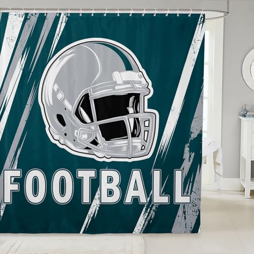 Erosebridal Sport Shower Curtain Sports City Seasonal Color Bathroom Shower Curtain Sets for Boys Girls Gridiron Gifts Bathroom Accessories 72 Wx72 L