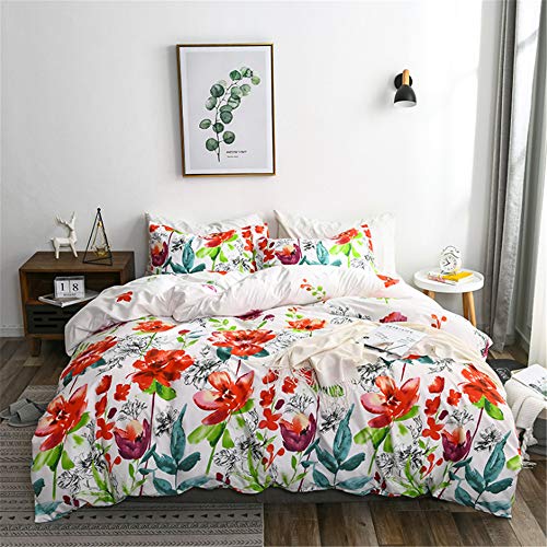 DUJUN Set Copripiumino, 3 Pezzi Set di Biancheria da Letto Set Copripiumino e Federa Set di Biancheria da Letto Morbida e Traspirante,Completo da Letto A-2 200 * 200cm+(50 * 70cm)*2