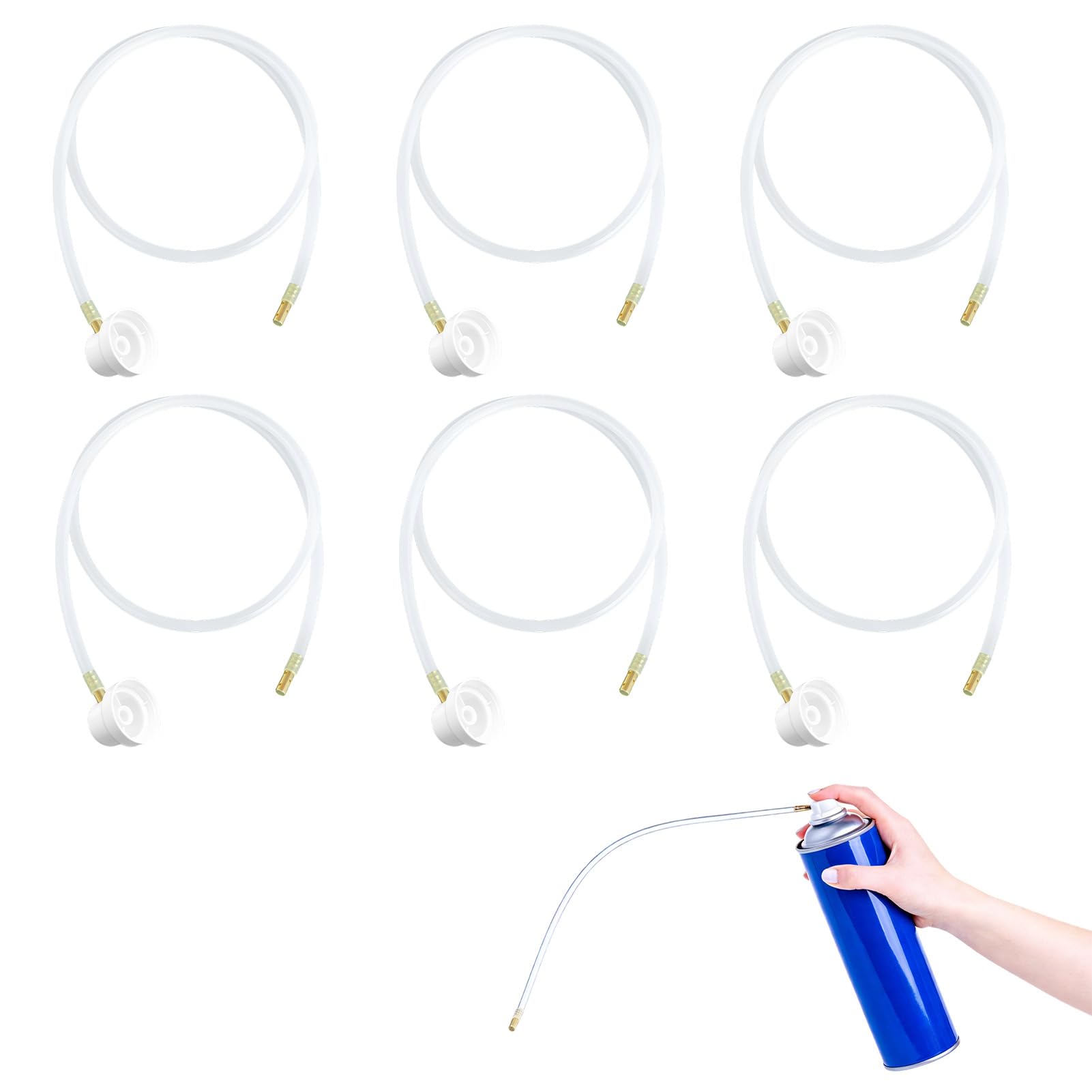 Boquilla de Aerosol con Mangueras de Extensión de 60 cm/Color Transparente, Juego de 6 Piezas para Limpieza Precisa en Productos de Cuidado Personal, Hogar, Automoción e Industria