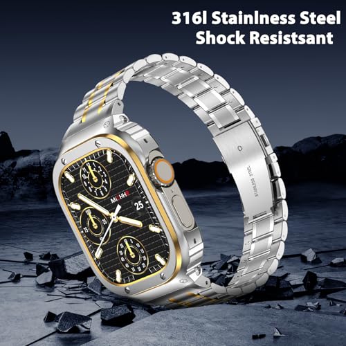 Image of MioHHR Stainless Steel Band with Case for Apple Watch Bands Ultra 3 /2 /1