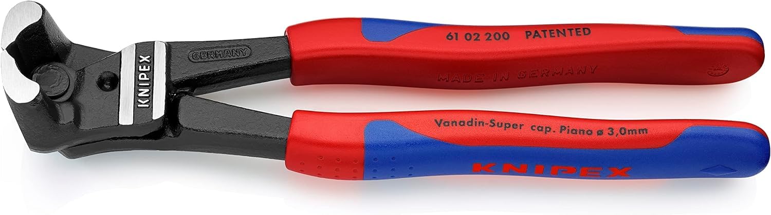 KNIPEX Bolt End Cutting Nipper High Lever Transmission with Plastic Coating 200 mm, 61 02 200