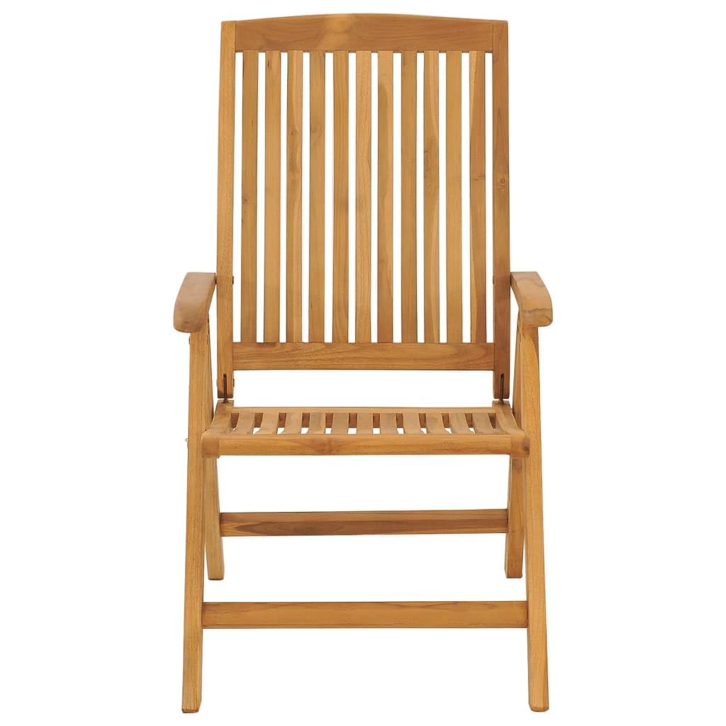 Sedie da giardino con cuscino, 2 pezzi in legno massello teak regolabile in 6 posizioni, pieghevoli, impermeabili, per balcone e terrazza, portata 110 kg