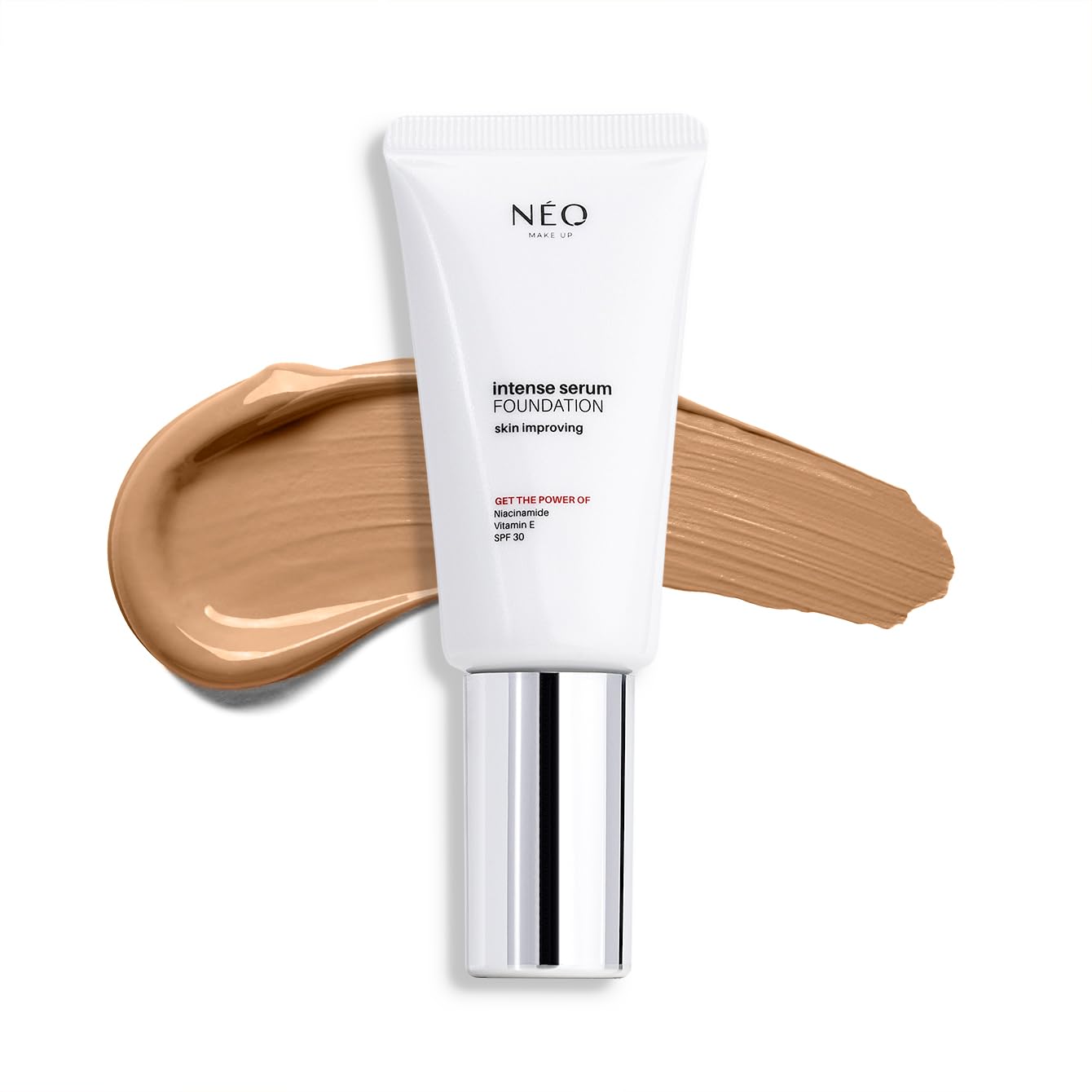 NEO MAKE UP Base Maquillaje - Intense Serum Satin Foundation - Make Up - Base de Maquillaje Alta Cobertura - Skin Care - Belleza - SPF 30-​06 Caramel - 30 ml