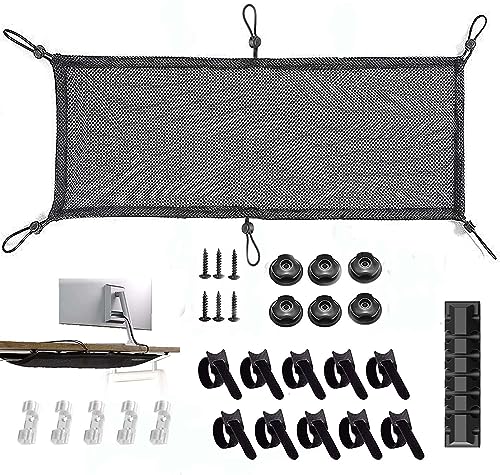 Yuhtech Kabelnät skrivbord, kabelhantering skrivbord, flexibel skrivbord kabelkanal kabelnät för alla kablar gömställen under bordet, kabelhantering under desk, CAB-MANG-29PC