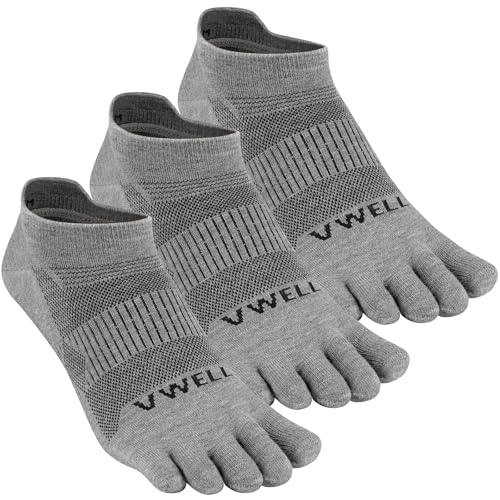 VWELL Merino Wool Toe Socks for Men Women Ankle Five Finger socks Athletic Running Moisture Wicking (3Pairs)
