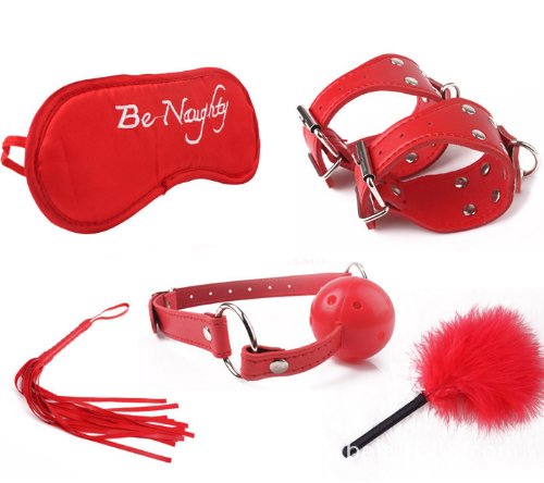 Secret Underbed Restraint Set Fetish Bondage 5pcs of Handcuff Blindfold Whip Mouth Gag Feather Tickler Sm BSDM Sex Toy for Couple