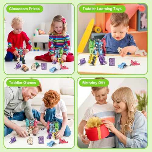Image of Transforming Toys for Kids - Transformable Number Robots, Number Blocks for Learning & Play, Buildable Robot Set for Toddlers Ages 3-8, STEM Educational Toys for Boys & Girls Gifts