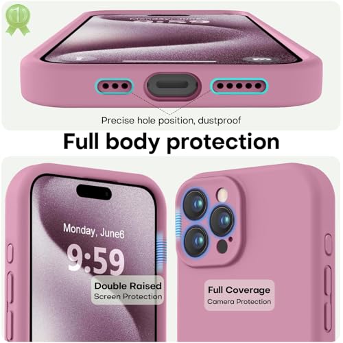 Image of LOVE 3000 Designed for iPhone 15 Pro Max Case, Premium Silicone with [Soft Anti-Scratch Microfiber Lining] Shockproof Protective Phone Case for Men Women Girls 6.7 inch, Lavender Purple