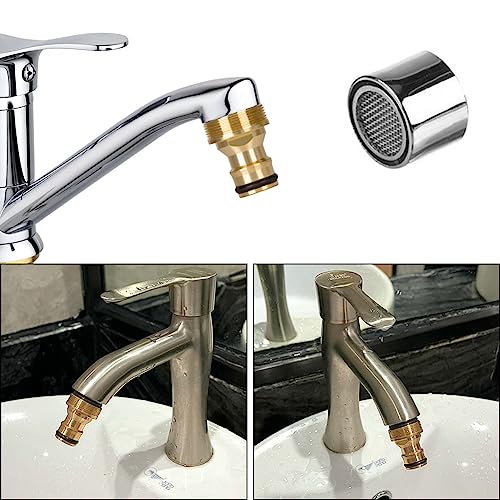 flintronic 2 Stück Universal-Wasserhahnanschluss, Schnellanschluss-Satz, Wasserhahn schlauchanschluss, Universal Armaturenanschluss mit Innengewinde und Außengewinde, für Gartenküche Waschmaschine