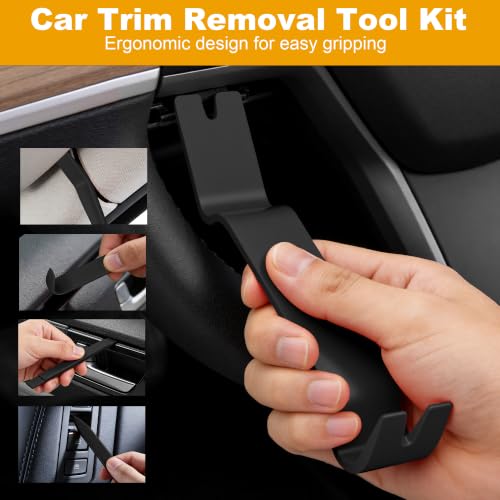 Image of 8 Pcs Auto Trim Removal Tool Kit with Non-Scratch Plastic Pry Tool and Fastener Clip Pliers,Door Panel Removal Tool for Car Interior - Fastener, Clip, Door Panel, Molding, and Dashboard Black