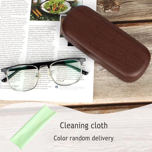 Image of Hard Shell Eyeglasses Sunglasses Case, Simple Wood Grain Glasses Case With Clean Cloth, Sunglasses Case Hard Shell Travel For Women Girls