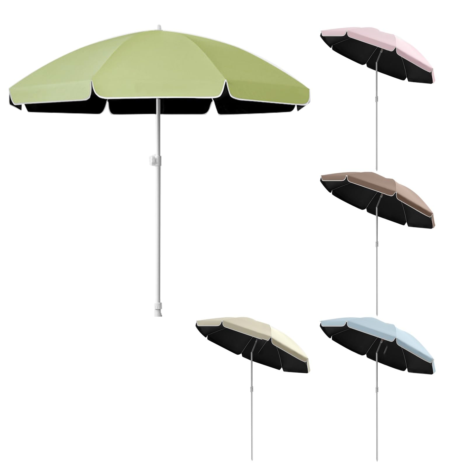 BVDHASDBT Outdoor Table Market Yard Umbrella,Umbrella Outdoor，Grass Beach Umbrella，with Tilt & Crank，with Push Button Tilt/Crank，for Beach Patio Garden Pool(Cyan,2.0m)