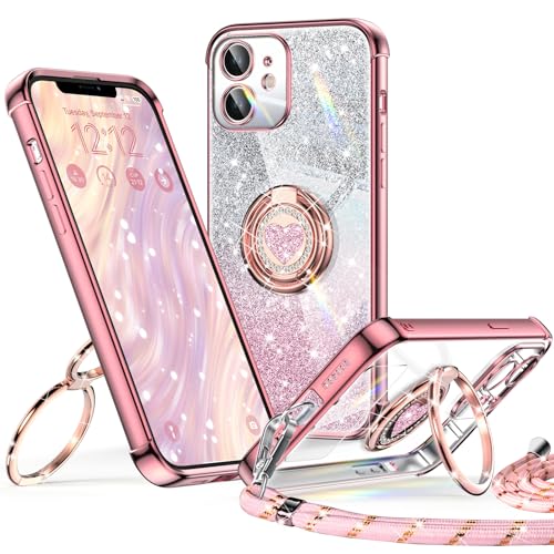 IPhone 11 Hülle Mit Katzenohren – Glitzernd, Gewellt, Stoßfest, Kratzfest, Roségold