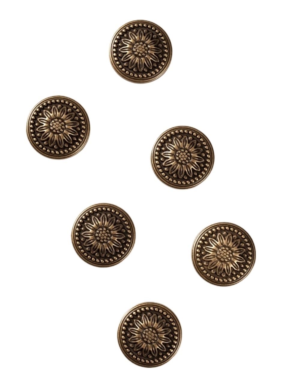 Qvorlth Knob-32Mm Vintage Cabinet Pulls Antique Brass Drawer Knobs Luxury Dresser Solid Round Handle Single Hole Chrysanthemum Design Kitchen Cabinet