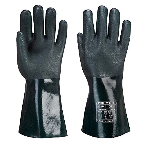 Portwest Double Immersion Pvc Glove, 35Cm, Size: XL, Color: Green...