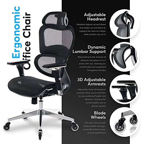 Oline Ergopro Ergonomic Office Chair - Rolling Desk Chair With 4D Adjustable Armrest, 3D Lumbar Support And Blade Wheels - Mesh Computer Chair, Gaming Chairs, Executive Swivel Chair (Burgundy Red) #TOP4
