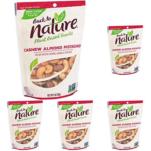 Back To Nature Non-Gmo Trail Mix, Cashew Almond Pistachio Blend, 9 Ounce (Pack Of 5) #TOP5