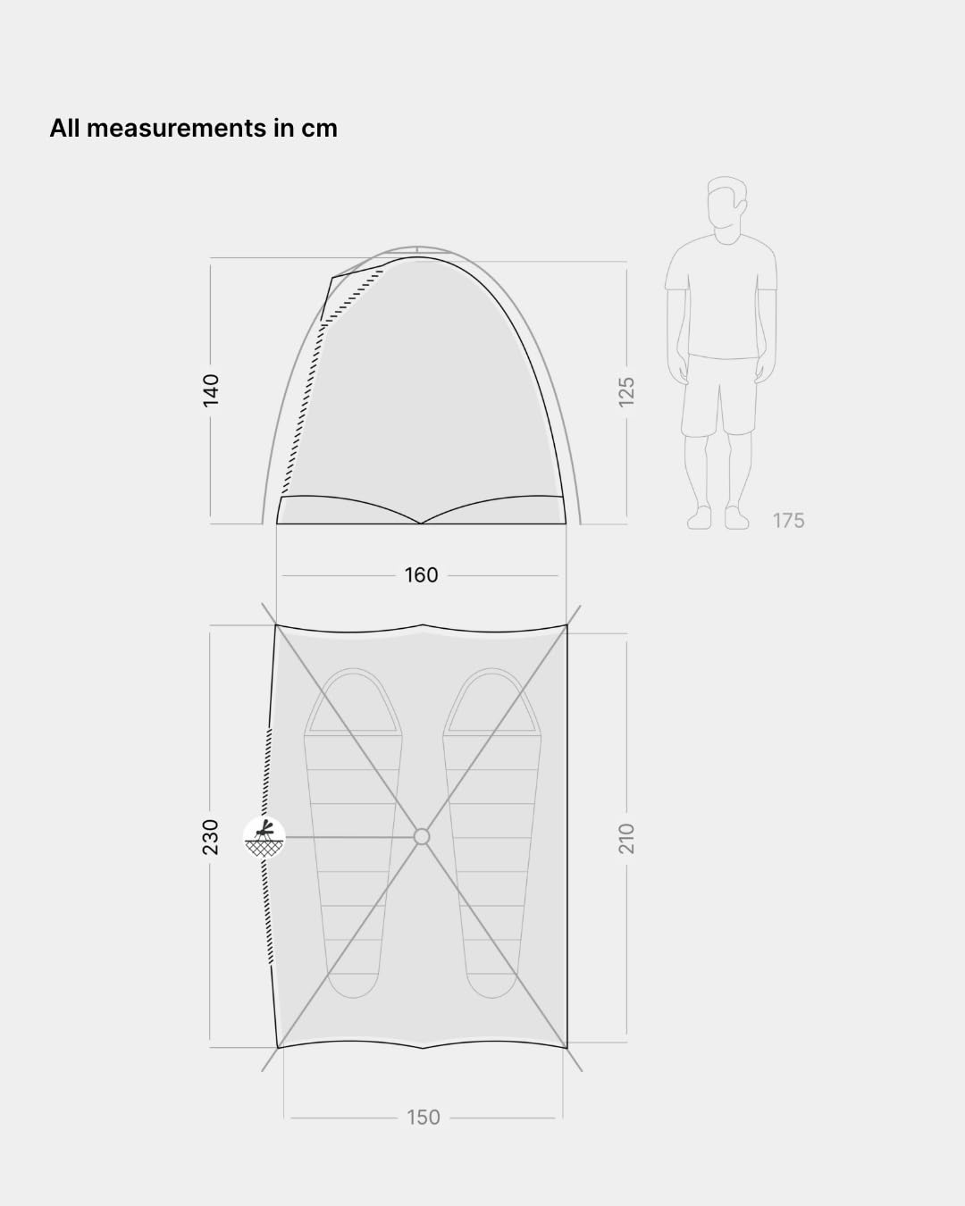 qeedo Quick Ash Campingzelt für 2 Personen mit Quick-Up-System (Schnellaufbau) - Zweimannzelt leicht & wasserdicht, Eingang mit Moskitonetz und kleinem Vordach - Kuppelzelt mit schnellem Auf- & Abbau