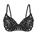 Freebily Women's Sequin Sparkle Shine Glitter Bra Top for Cabaret Raves Belly Dance Black Medium