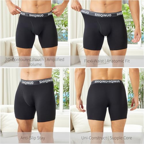 Men's Boxer Briefs - Stretch Cotton Underwear (95% Cotton),Moisture Wicking & No Ride Up,Breathable (4 or 6 Pack)3