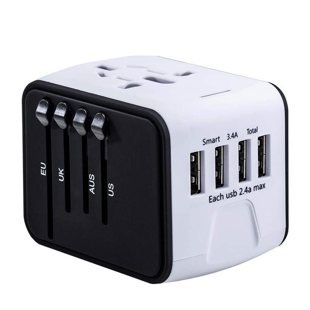 Adaptateur de Prise de Courant 4 Ports USB Adaptateur de Chargeur Mural Adaptateur de convertisseur de Prise Multifonction International Portable de Voyage