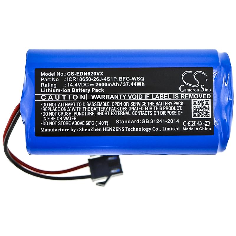 2600mAh/37.44Wh Replacement Battery for E'covacs DN620,DN621,CEN360,CEN361,DH35,DH43,DH45,Deebot N79S,Deebot N79,Deebot DN622,DH39,P/NO ICR18650-26J-4S1P,BFG-WSQ,UR18650ZY-4S1P-AAM,TW4-11,10001866