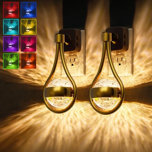 Image of L LOHAS LED Night Lights Plug Into Wall: 2 Pack Star Projector RGB Night Light with 10 Color Change, Dusk to Dawn Sensor, 330Rotating Globe Night Light for Bedroom, Hallway, Home Decor, Gaming Room