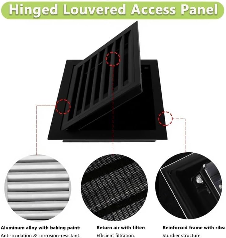 Durable Gray Aluminum Gable Vent Access Panel with Filter Screen - 660x1020mm Vent for Attics & Hotel Corridors, Ideal for Ventilation & Airflow