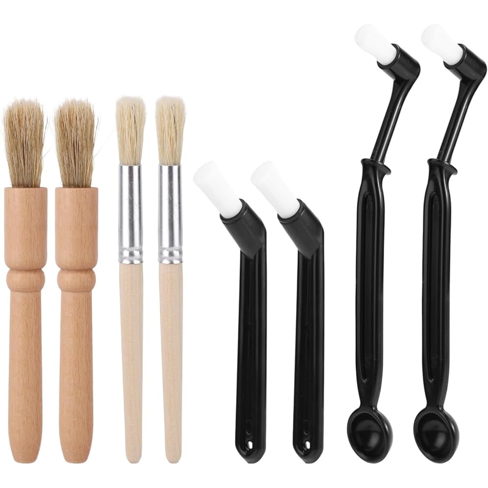 Hndhbfgrt Scoop Tool and 8pcs Coffee Cleaning Brush Set, Long Handle Brush Cleaner for Espresso Machine& Grinder