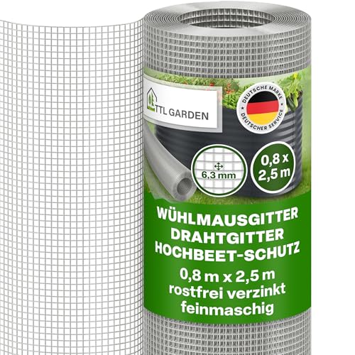 TTL GARDEN Wühlmausgitter 2,5m x 0,8m feinmaschig verzinkt &...