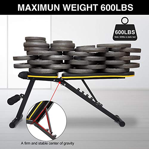 Weight Bench Adjustable, Figolo Workout Bench with Thicken Premium Steel Widen Seat for Home Gym Strength Training Press Bench with Easy Installation - Black