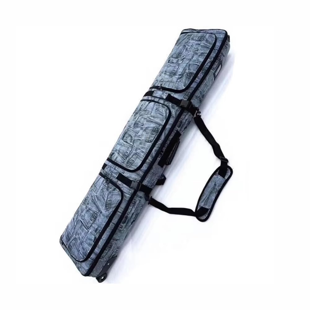 KK-GAL Mobile Padded Snowboard Bag Carrier, Low Roller Snowboard Bag, Ski and Snowboard Bag with Wheels, Padded Snowboarding Travel Bag for Flying, Ski Equipment Accessories,146cm