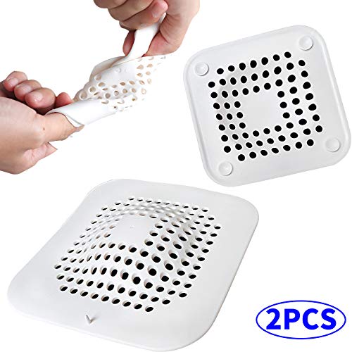 Drain Hair Catcher Pop Up Sink Strainer Covers Protector, 2 Pack White, Big