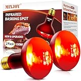 MIXJOY 150W Infrared Heat Lamp Bulbs, 2 Pack Reptile Infrared Heat Emitter Red Heat Lamp Bulbs Infrared Basking Light Bulbs for Reptiles, Bearded Dragon, Lizard, Tortoise, Chickens, Pets