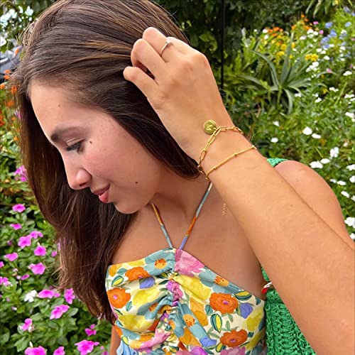 JoycuFF Gold Initial Bracelets for Women Gifts for Teen Girls 18K Gold Plated Layered Alphabet Charm Bracelet Adjustable Papercilp Link Chain Letter A Jewelry for Her - Image 4